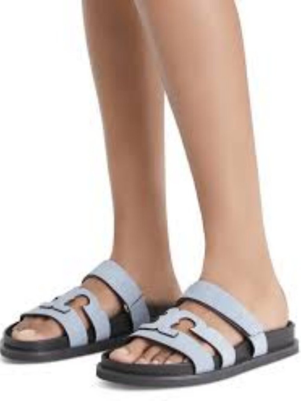 NIB Tory Burch  ines SPORT SLIDE Aria Blue/Cocoa